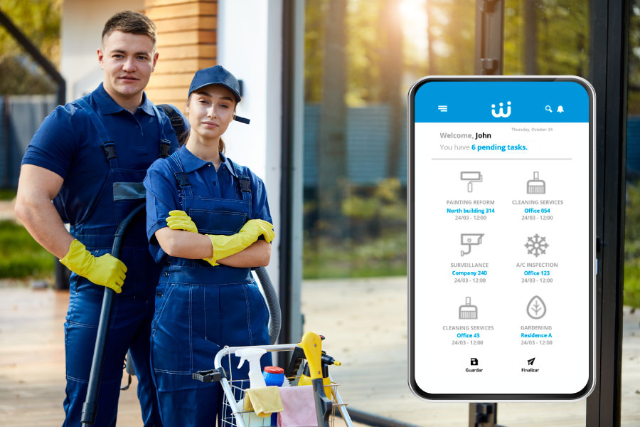 Software with time recording app for cleaning services
