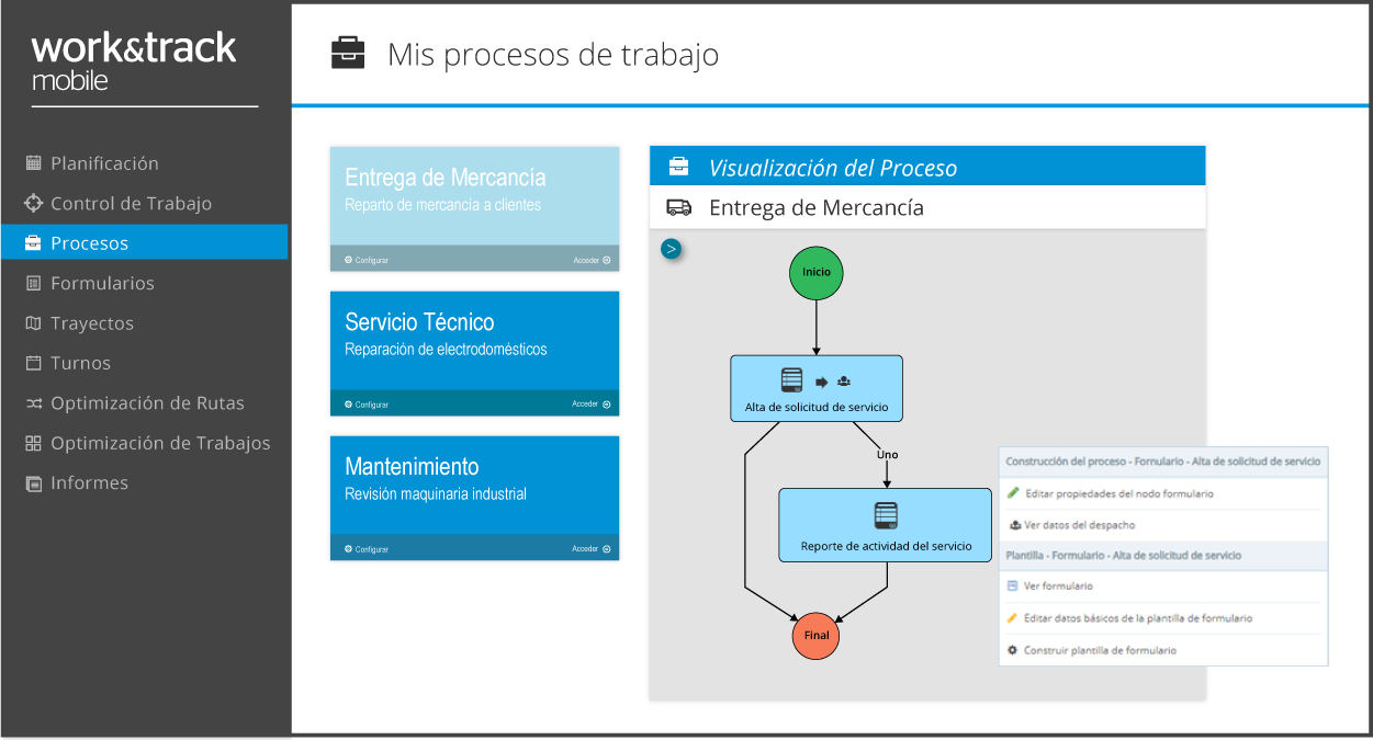 Construcción de procesos unidos a formularios digitales para la gestión de la actividad desplazada de técnicos 