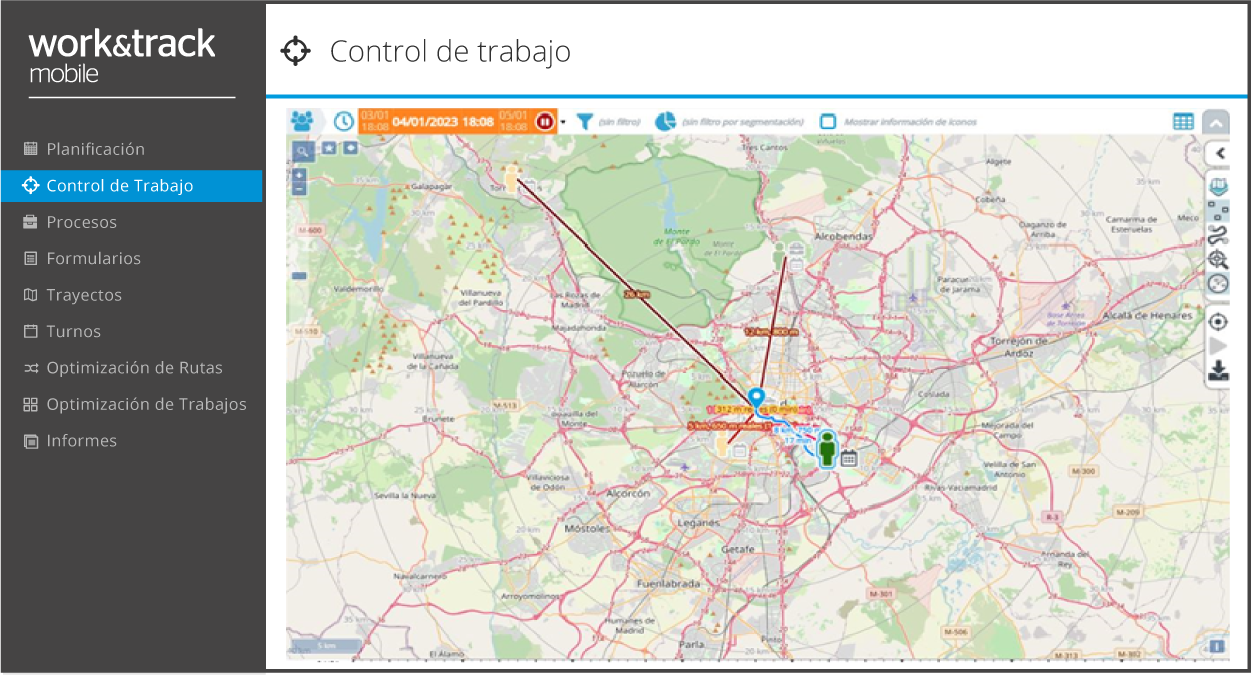 Control del trabajo del personal en movilidad