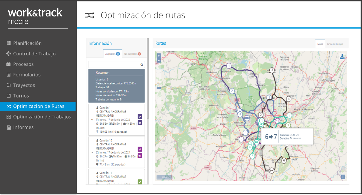 Optimización de rutas de trabao