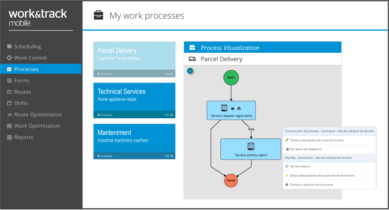 Construction of processes linked to digital forms for the management of the displaced activity of technicians.